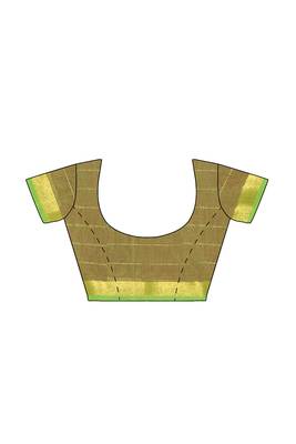 Brick red checked saree with light green border 5