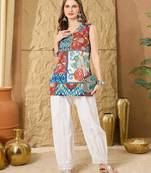 Women Printed  Cotton patchwork sleevless top
