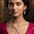 Pink rhodium-plated agate stone necklace set with earrings