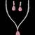 Pink rhodium-plated agate stone necklace set with earrings