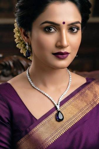 Purple rhodium-plated agate stone necklace set with earrings