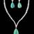Pista green rhodium-plated agate stone necklace set with earrings