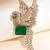 Gold plated green stone bird motif brooch