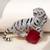 Silver plated red stone crouching tiger brooch