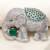 Silver plated green stone royal elephant brooch