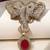 Gold plated ruby red stone twin elephant brooch