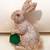 Gold plated emerald green stone rabbit motif brooch