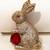 Gold plated red stone rabbit motif brooch