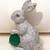 Silver plated green stone rabbit motif brooch