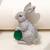 Silver plated green stone rabbit motif brooch