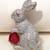 Silver plated red stone rabbit motif brooch