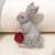 Silver plated red stone rabbit motif brooch