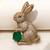 Gold plated emerald green stone rabbit motif brooch