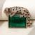 Gold plated emerald green stone crouching leopard brooch
