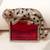 Gold plated ruby red stone crouching leopard brooch