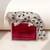 Silver plated ruby red stone crouching leopard brooch