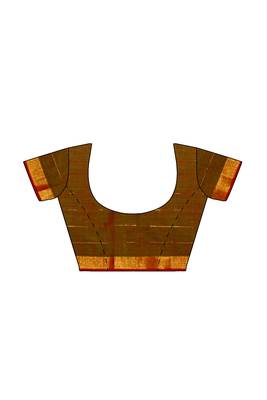 Leaf green checked saree with wine border 5