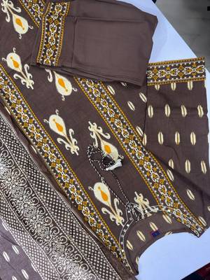 Women's Cotton Printed Kurta Pant with Dupatta Set – Brown 4