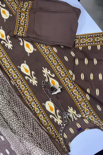 Women's Cotton Printed Kurta Pant with Dupatta Set – Brown