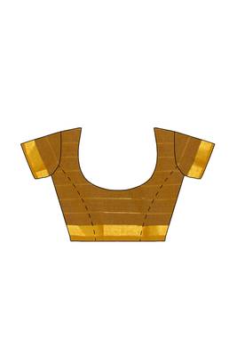 coffee brown checked cotton blend saree with mustard border 5