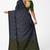 steel grey striped cotton blend saree with green pallu