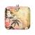 Beige based floral and bird printed clutch bag for women with detachable chain strap