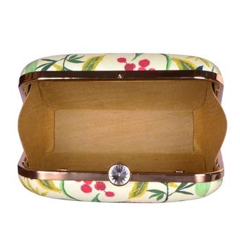 Light green floral printed clutch bag for women with detachable strap 3