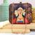 The portrait of indian women printed clutch bag for women with detachable strap