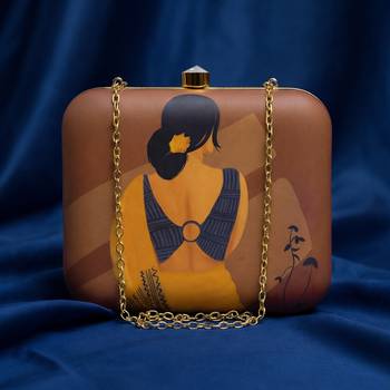 Indian women printed clutch bag for women with detachable strap 1