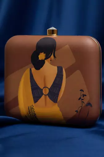 Indian women printed clutch bag for women with detachable strap
