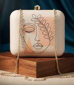 Womens face printed clutch bag for women with detachable strap