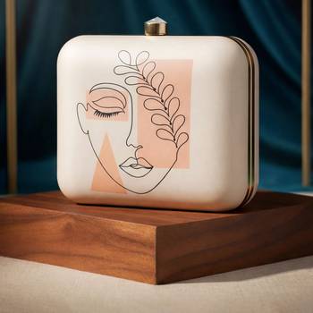 Womens face printed clutch bag for women with detachable strap 2