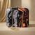 Grey printed clutch bag for women with detachable strap