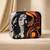 Grey printed clutch bag for women with detachable strap