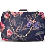 Floral printed clutch bag for women with detachable strap