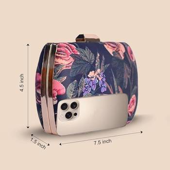 Floral printed clutch bag for women with detachable strap 2