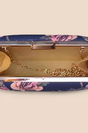 Floral printed clutch bag for women with detachable strap