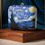 Starry night printed clutch bag for women with detachable strap