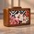 White floral wooden printed clutch bag for women with detachable strap