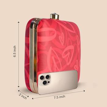 Red heart printed compact box clutch bag with detachable strap chain 2