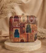 Mughal doors printed clutch bag for women with detachable sling