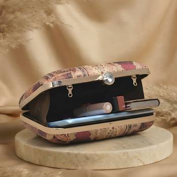 Mughal doors printed clutch bag for women with detachable sling 3