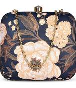 Black & off white floral printed sling clutch bag for women