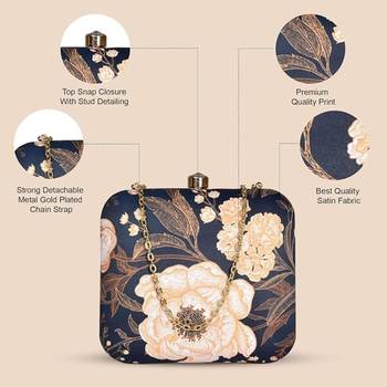 Black & off white floral printed sling clutch bag for women 3