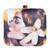 Off white & yellow lady face illustration printed fashion box clutch sling bag for girls
