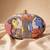 Red & blue printed box clutchbag for women with detachable strap