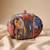 Red & blue printed box clutchbag for women with detachable strap