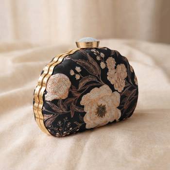 Black & white printed box clutch bag for women with detachable strap 2