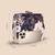 Navy blue & peach-coloured floral printed clutch bag for women