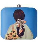 Women multicoloured printed box clutch for women with detachable strap